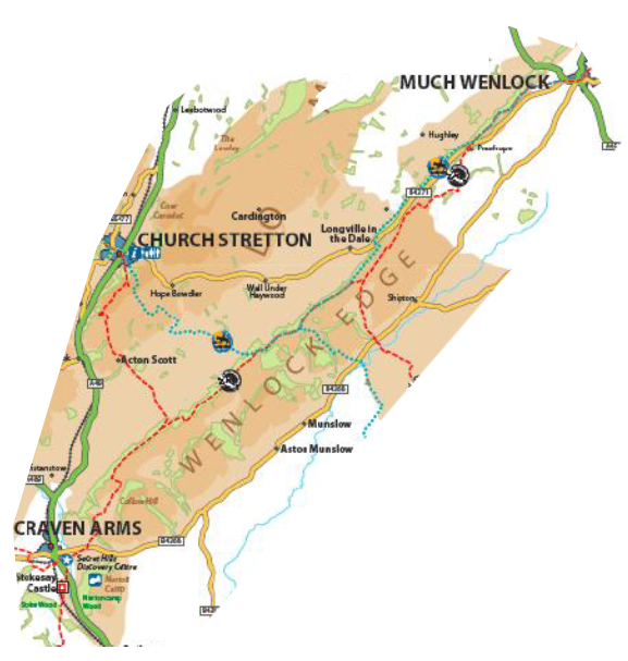 map to show the Wenlock Edge and Dales area