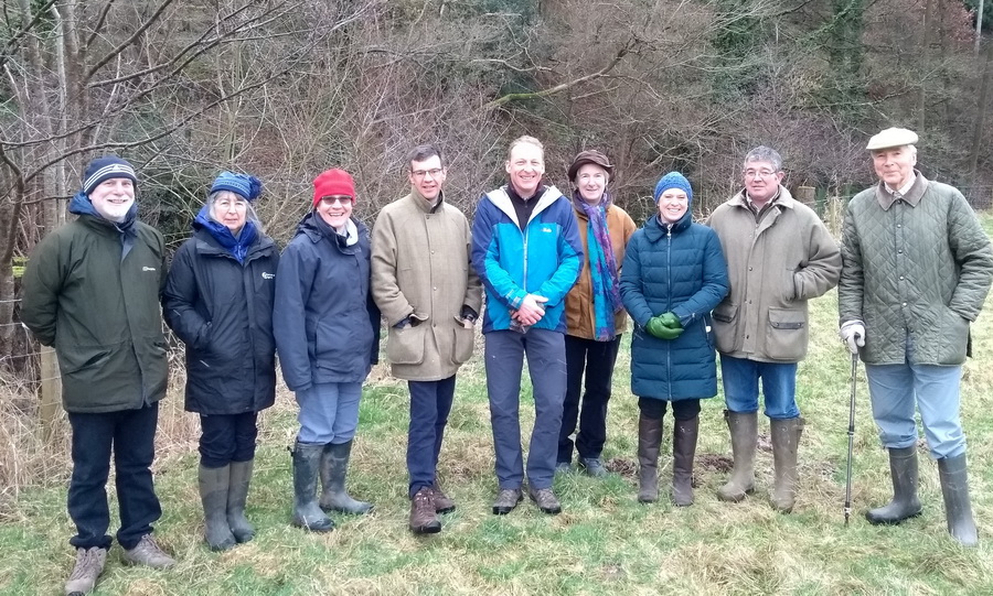 photograph of Julian Glover's visit to the Shropshire Hills, looking at work in the Clun catchment